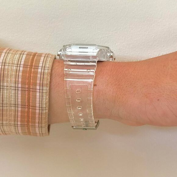 Clear Digital Watch White Accents Unisex Y2K Style Quartz New - Picture 10 of 12